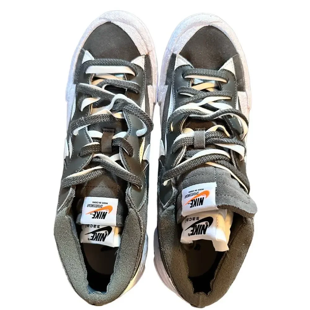 Nike Sacai X Blazer Low Leather And Suede Low-top Trainers In Black Men 11